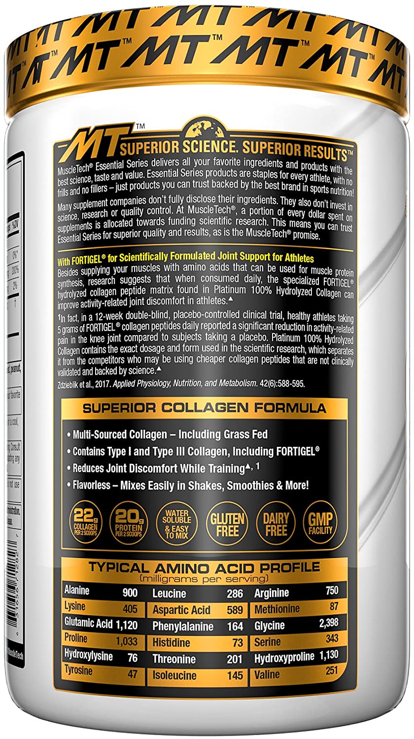 Muscletech Platinum 100% Hydrolyzed Collagen-62Serv.-692G.-Unflavored